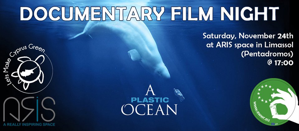 Documentary film night with LET'S MAKE CYPRUS GREEN! To help people better understand the severity of plastic pollution, we will be showing the film "A Plastic Ocean" - letsmakecyprusgreen.com/event/document… 
#environment #plasticfree #microplastics #plasticwaste #plasticfree