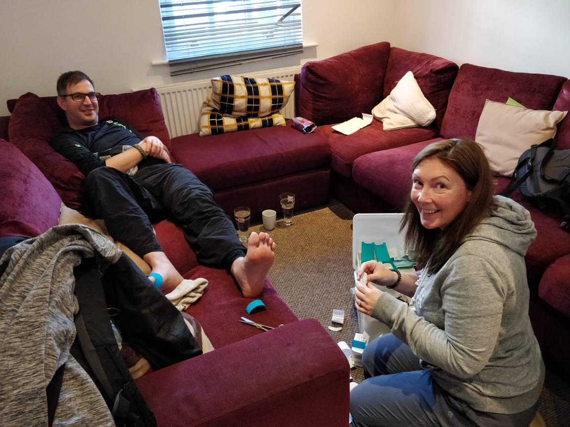 TheWay2Remember's tweet photo. Final foot treatments being applied. Support cars filled. Breakfast consumed. About to make our way to the start. Please, if you can, donate to support 2 great causes.

https://t.co/MCu63CYtHN https://t.co/5nzYKtpPpI