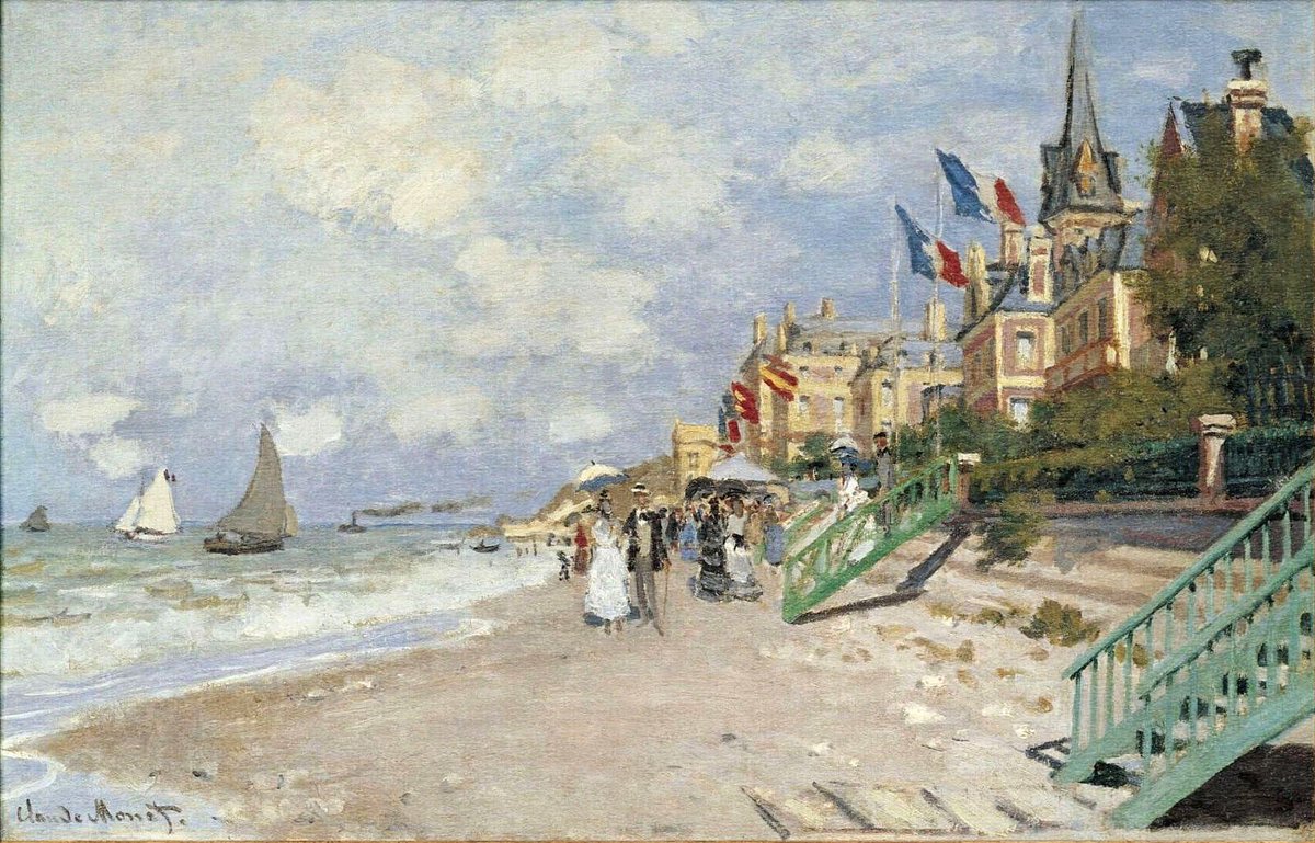 Claude #MONET, 'THE BOARDWALK ON THE BEACH AT TROUVILLE 1870' #ilovemonet #art #arttwit #twitart #iloveart #artlover