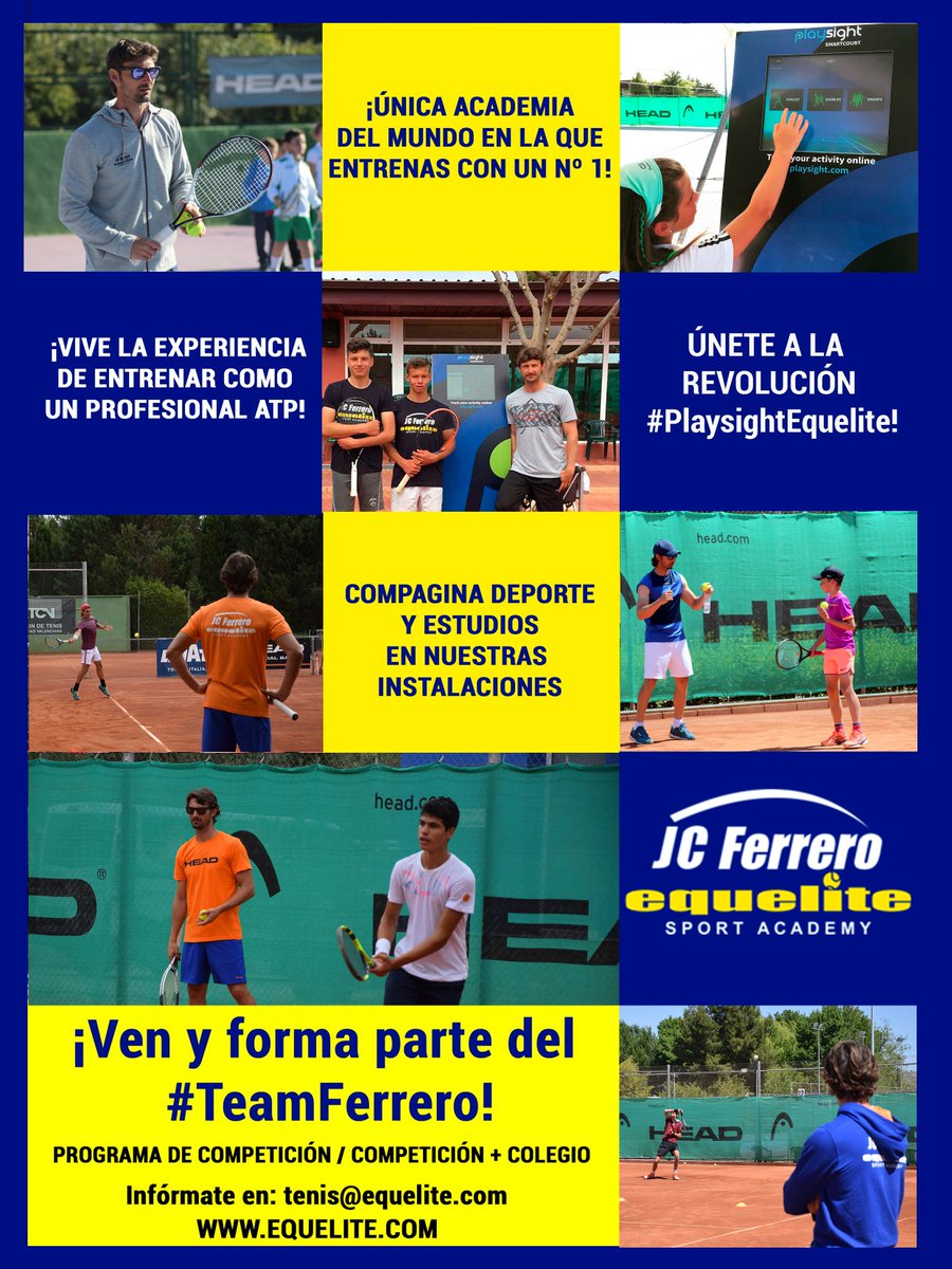 Únete a nuestros programas y vive la experiencia de entrenar con un número 1 del mundo, Juan Carlos Ferrero 🎾🔝 ¡Disfruta de PlaySight y sácale el máximo rendimiento a tu juego! 💪 ¡Ven y forma parte del #teamferrero!
+Info ➡️ bit.ly/2OQ1ZZh  
#equeliteacademy