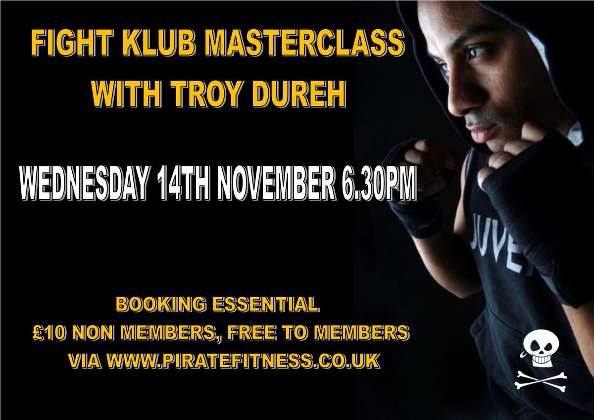 Join <a href="/TroyDureh/">Troy Dureh</a> at Pirate Fitness for a FightKlub Masterclass. Booking now piratefitness.co.uk #fightklub #witney