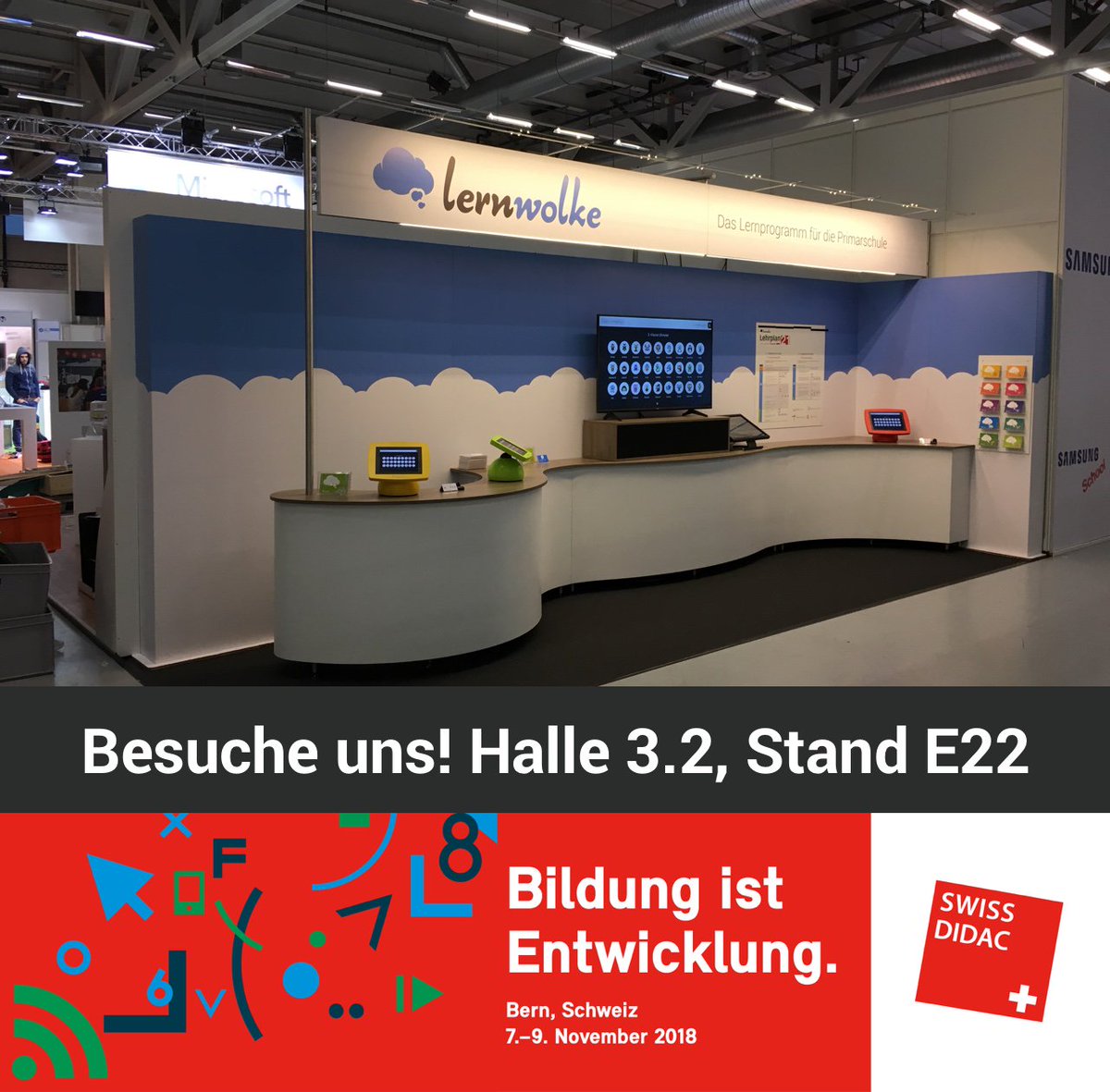 Besuche <a href="/lernwolke/">Lernwolke</a> an der SwissDidac vom 07. - 09. November 2018 in Bern; Halle 3.2, Stand E22