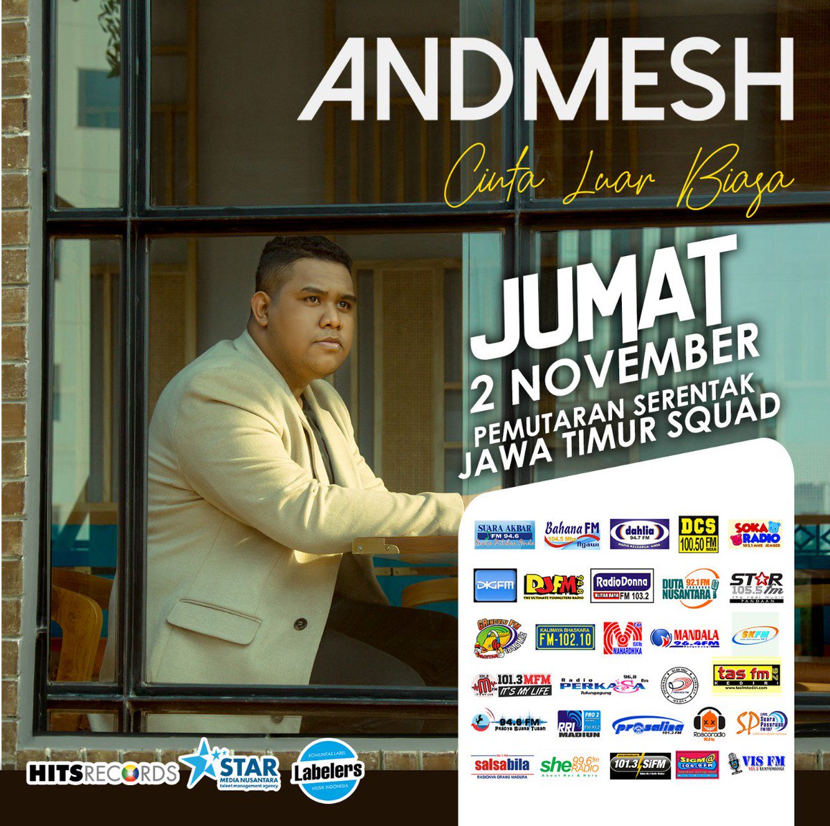#NowPlay serentak muterin single keche  @andmeshkamaleng judul #CintaLuarBiasa masih di #flashtodaymusicentry mantappp