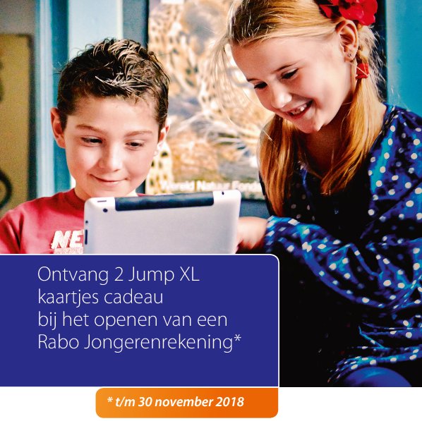 Open je uiterlijk 30 -11 een Rabo #Jongerenrekening voor je kind, dan ontvang je naast het #welkomstcadeau ook nog 2 kaartjes voor #JUMPXL in Horst. Hoe leuk is dat? | rabo.nl/horstvenray/JU…