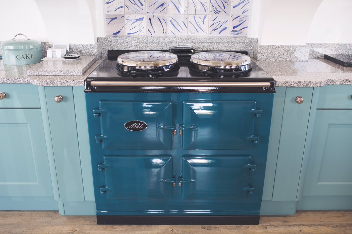 Beating the chill with our new Aga in salcombe blue on #kitchendesign duchydesigns.com