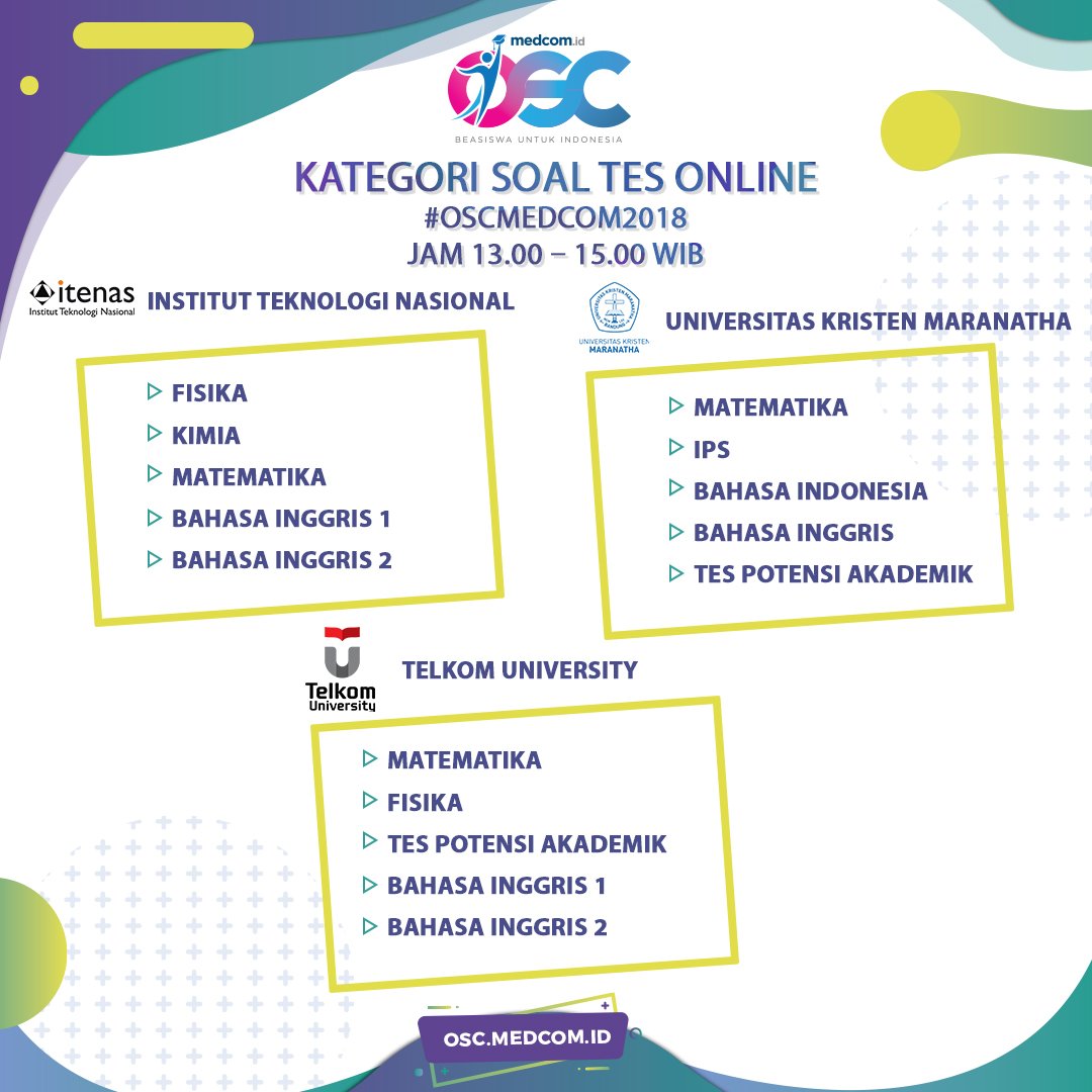 Osc Medcom Id On Twitter Reminder Materi Soal Tes Online Oscmedcom2018 Di Hari Minggu 4 November 2018 Sesi 1 Kampus Univ Al Azhar Gunadarma Univ Mercu Buana Atma Jaya Univ Multimedia Nusantara Univ