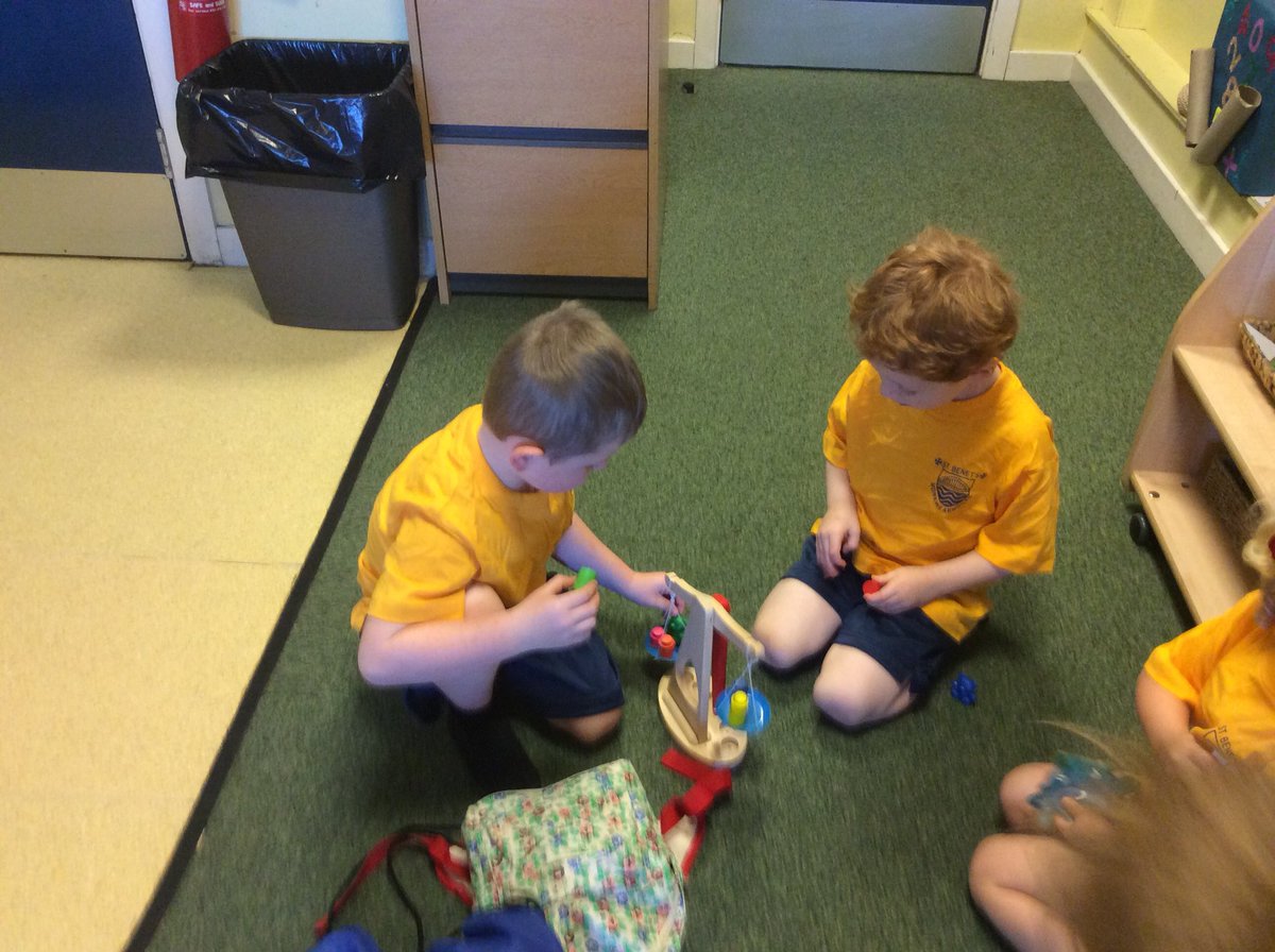 St_Benets's tweet photo. Using our new balance in Reception #SBmaths https://t.co/qtdCSeWJAQ