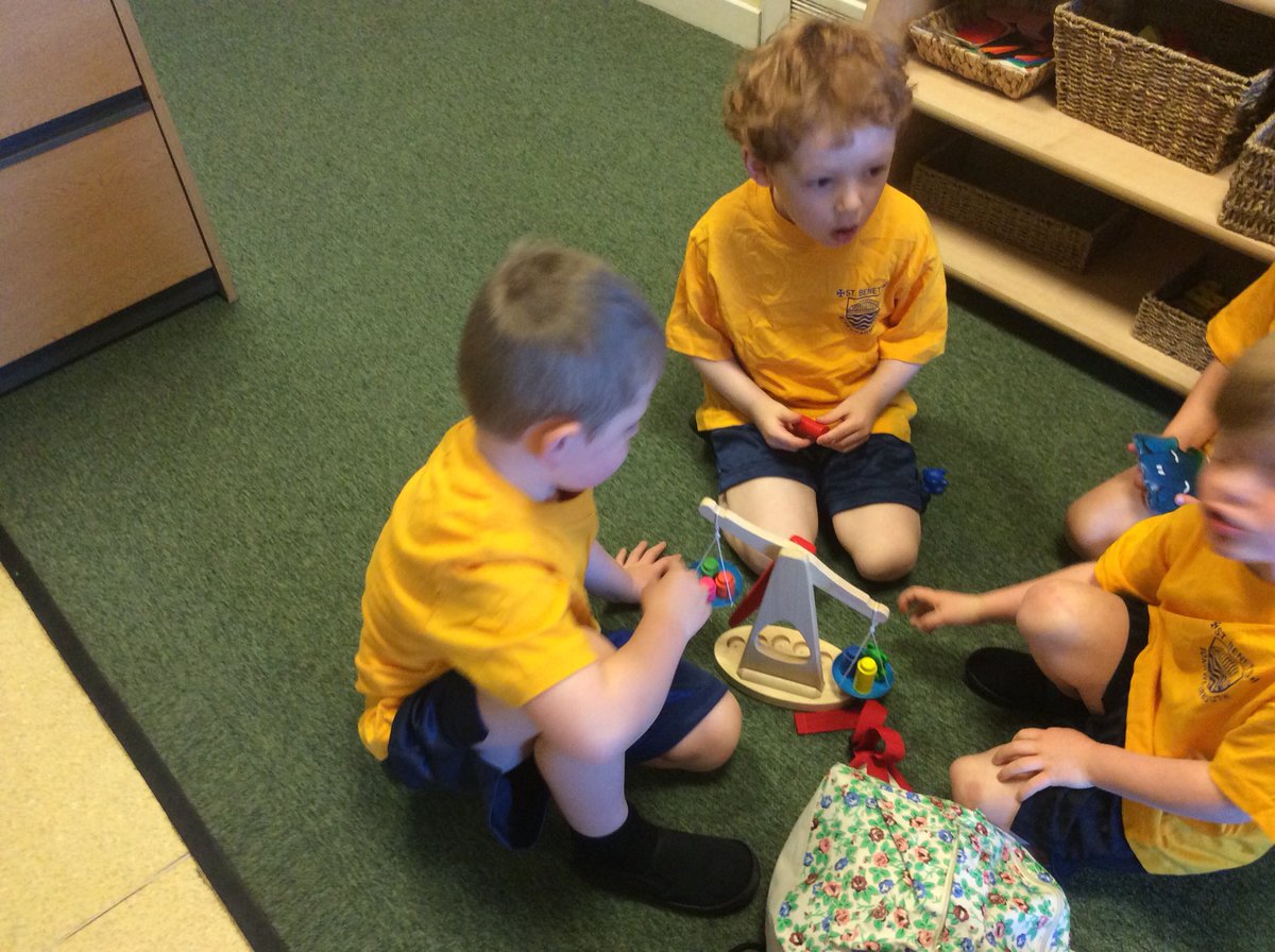 St_Benets's tweet photo. Using our new balance in Reception #SBmaths https://t.co/qtdCSeWJAQ
