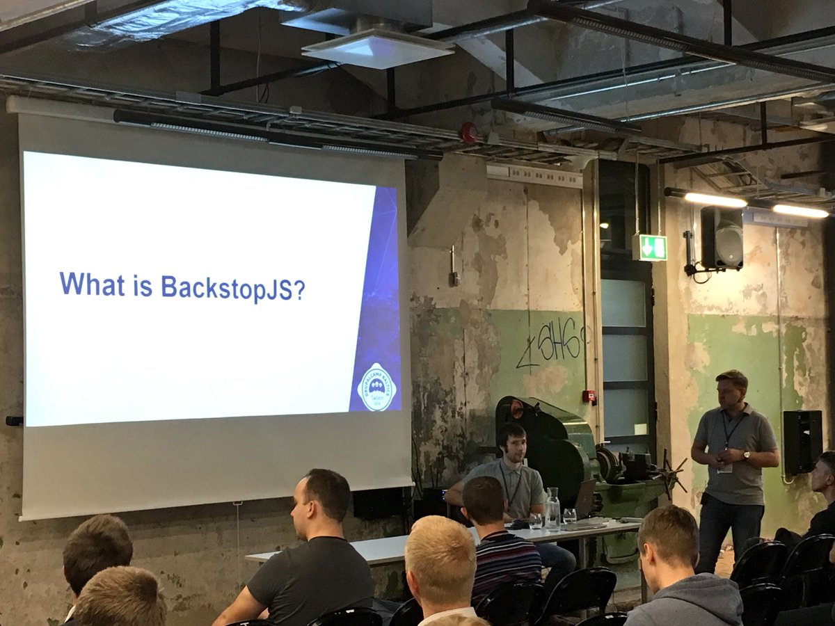 DCBaltics's tweet image. Meelis Valgeväli and Ivo Nellis explaining visual regression testing with #backstopjs