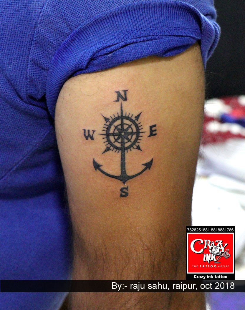 Anchor with Compass tattoo