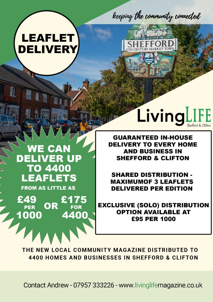LocalComTV's tweet image. Does your business operate in the Shefford and Clifton area? If so, Living Life Magazine can deliver your leaflet with their magazine. The first edition of the magazine is due out at the end of the month, best be quick, the clock is ticking! :-) #LivingLife #LivingLifeMagazine