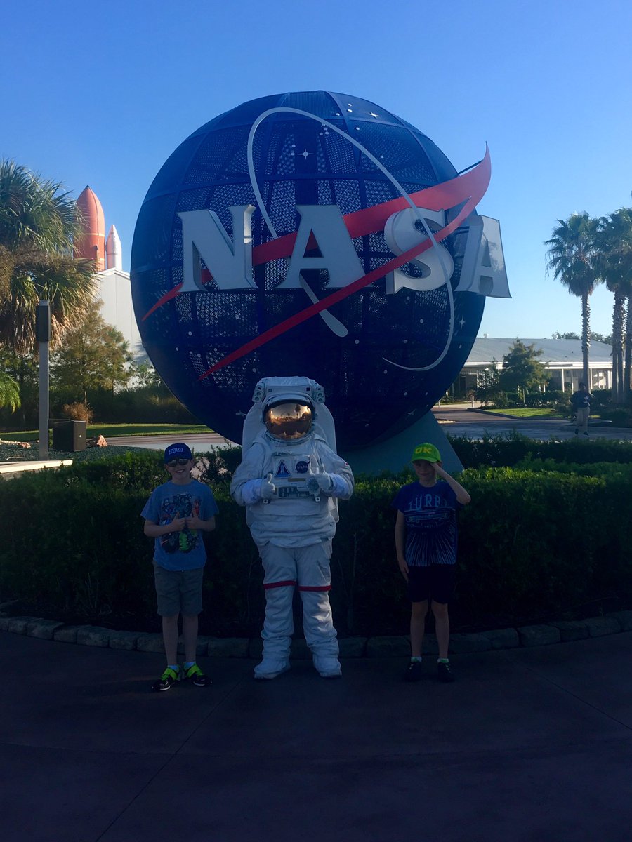 SusieWhiff's tweet photo. Whiffin boys ready for astronaut training at Kennedy Space Center! #monkhouseontour @ExploreSpaceKSC @Monkhouse1 @mhpsyear4 @mhpsyear5 https://t.co/6hfr8ta2U5