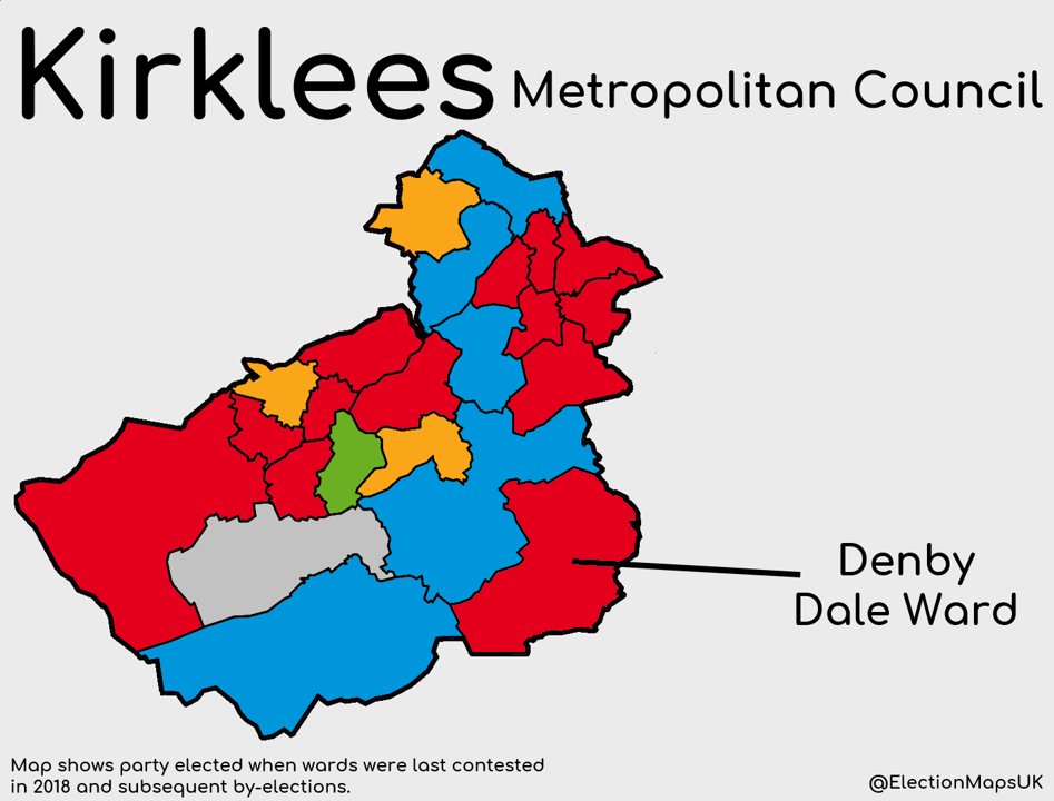 LAB GAIN #DenbyDale, #Kirklees from CON. They received 47% (+4) of the votes with CON 2nd on 43% (-4). LDM were 3rd on 7% (+5) and GRN 4th on 3% (-4).