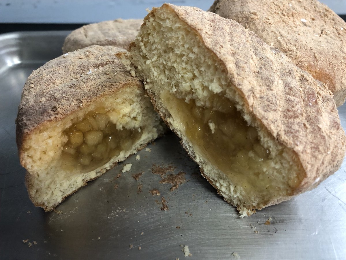 The doughnut of the month- only $1.00. Each Apple Bismarck is hand crafted in our historic bakery in the heart of historic downtown Clare Michigan. Our Apple Bismarck has delicious apple filling and is carefully rolled in cinnamon sugar. Tastes just like moms apple pie!