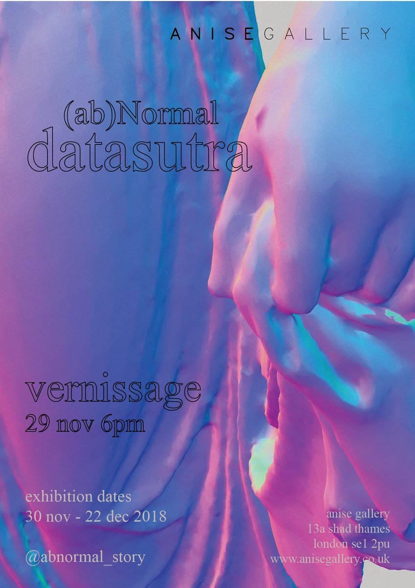 AniseGallery's tweet image. On 29 Nov 2018 Anise Gallery will be transformed - make sure you are here to be immersed into the abnormal...
New Exhibition &apos;datasutra&apos; by (ab)Normal
An experiment in architectural representation
#Architecture #architecturetheory #art #exhibition 
anisegallery.co.uk/portfolio/data…