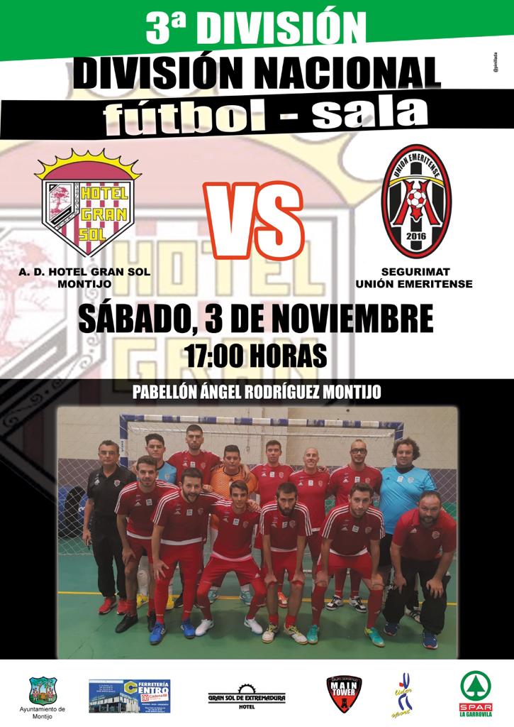 HOTELGRANSOLFS's tweet photo. Sabado día 3 de noviembre a las 17:00 6.ª jornada de liga en la 3.ª división extremeña de fútbol sala entre  @HOTELGRANSOLFS vs @unionemeritense 

@futsalCaceres @BadajozSala @FutSalExtrema @FutsalExNews @cronicaspueblo https://t.co/XR58wEcoXU