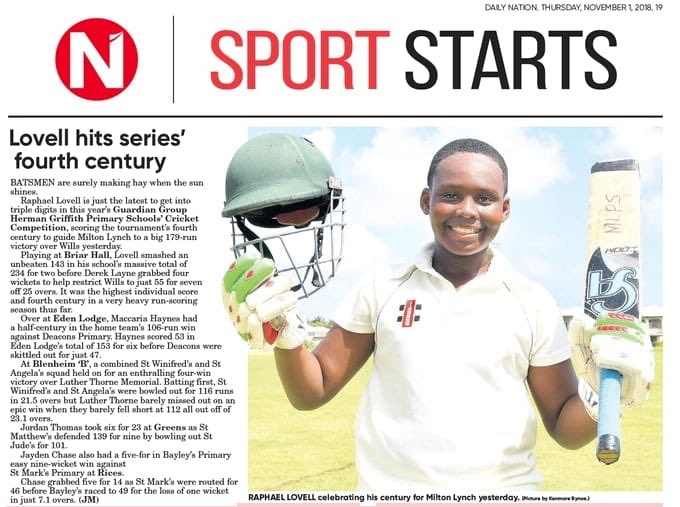 Raphael Lovell 143 not out. 💯🏏
#pickwick #juniors #youth #cricket #barbados #kids #sports