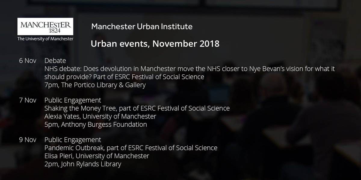 Find time in your diary for @OfficialUoM events at #McrESRCFest this week - get involved in any of our events going on around the University  #UoMUrban #esrcfestival @ESRC