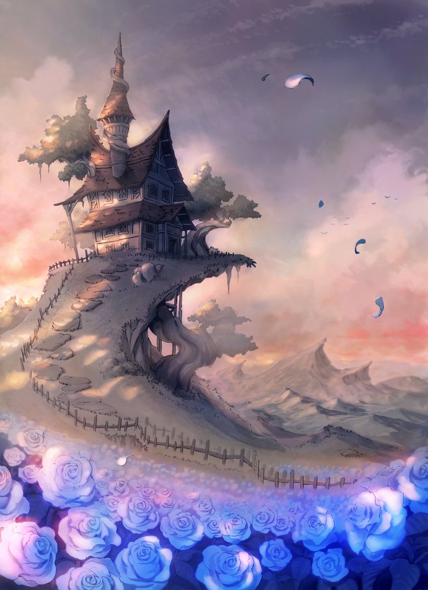 宮濱 邦和 Kuu 描いたファンタジー風景たち ファンタジー 風景 イラスト 風景画 青