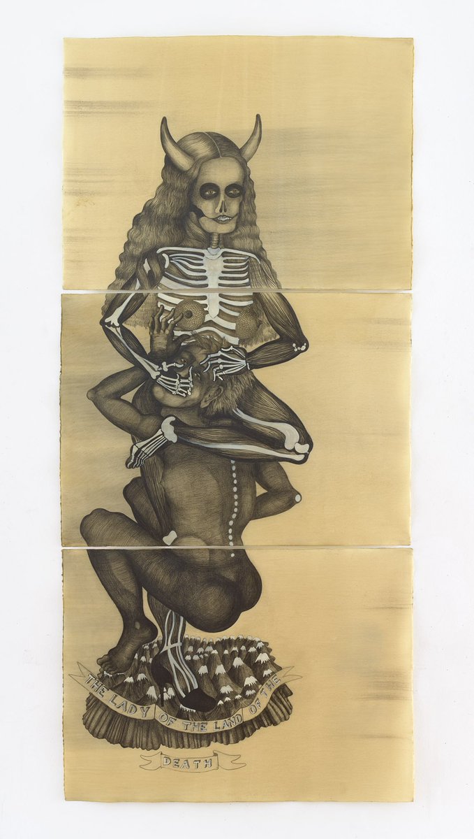 VNHGallery's tweet photo. Feliz Día de los Muertos a todos! 💀🎉
Sandra Vásquez de la Horra
Lady of the Land of the Death, 2018
Graphite and gouache on paper with wax
234 x 107 cm 
📷 Eric Tschernow
#Diadelosmuertos #SandraVasquezdelaHorra #Halloween #VNH #VNHGallery #art #drawingonpaper @ VNH Gallery https://t.co/xXKHrLZGI4