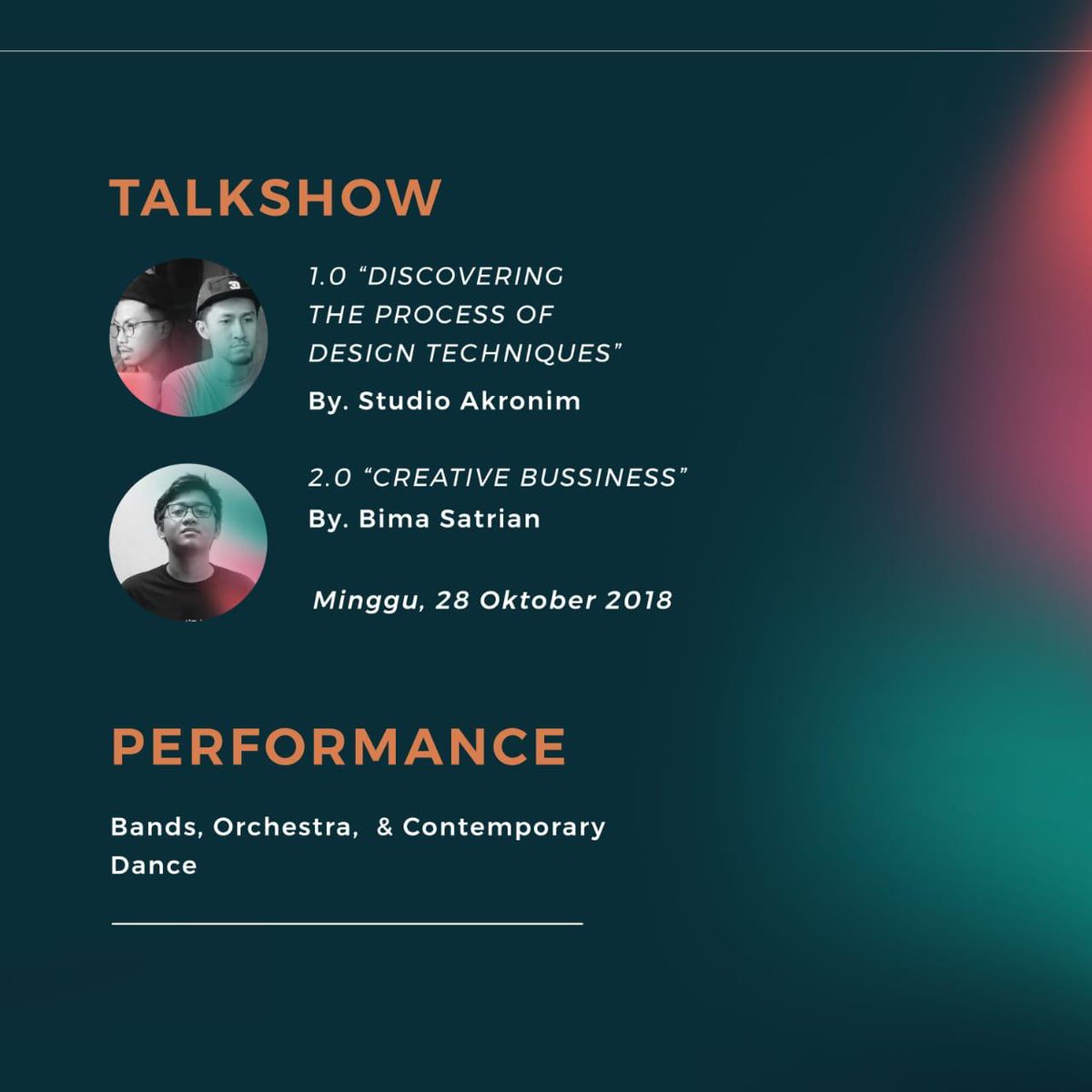 Pameran Desain Universitas Negeri Surabaya
"Sinestesia"
27 - 28 Oktober 2018
HTM: Free
<a href="/BalaiPemuda/">Gedung Balai Pemuda</a> Surabaya