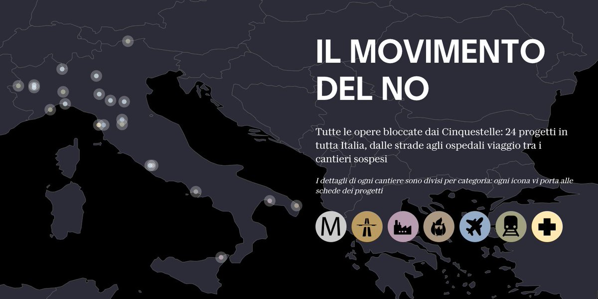 massimo_russo's tweet photo. Eravamo il Paese "dove il dolce Sì suona". Ora 24 volte meno.
#movimentodelNO, tutte le opere bloccate dai #5Stelle: la mappa (e i dettagli) dei 24 cantieri fermi in tutta Italia  https://t.co/Wllj4e1JcA di @repubblica https://t.co/4mHkCHGXDg