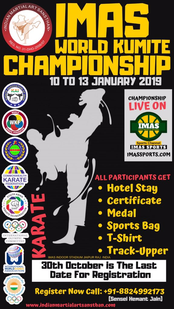 IMASKARATE's tweet photo. IMAS World Kumite Championship 2019
#karate #mma #martialarts #kickboxing #boxing #ufc #bjj #judo #muaythai #fitness #taekwondo #fight #kungfu #jiujitsu #selfdefense #training #motivation #workout #wrestling #brucelee #wushu #gym #boxe #fighter #wingchun #imaskarate #Kumite https://t.co/ozY6dxvfsX