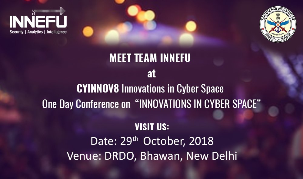Innefu's tweet photo. #TeamInnefu @ #CYINNOV8 
Meet us there !

#Innovations #CyberSpace #CyberSecurity #ArtificialIntelligence #Prophecy https://t.co/TTfdHbZhhV