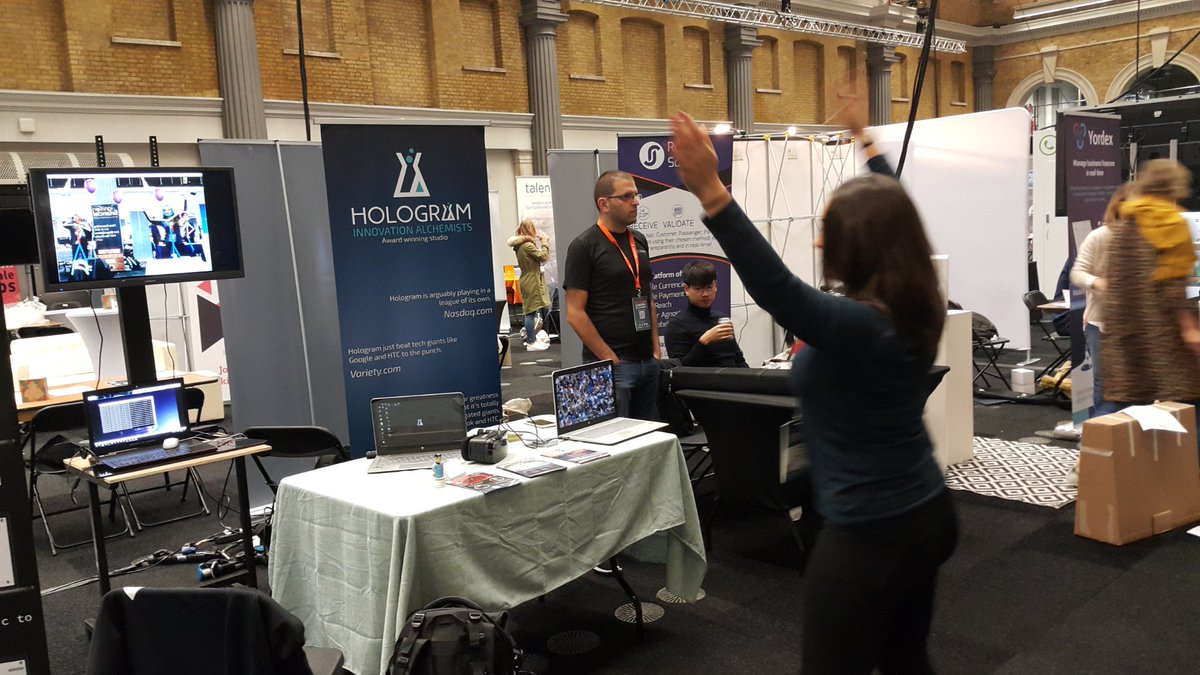 Fellow techies from the stalls already trying out the gesture recognition demo before doors open.