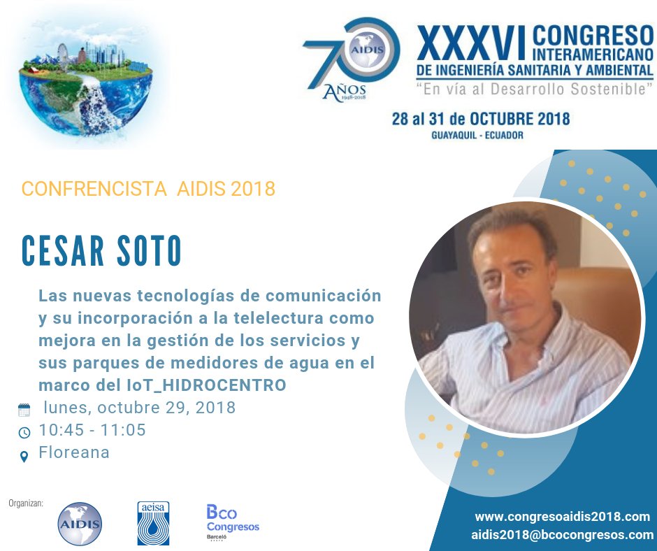 AIDIS2018's tweet photo. ➡️Les presentamos a uno de nuestros conferencistas confirmados para el 36º Congreso #AIDIS2018, el Ing. Cesar Soto: https://t.co/96VALfn0NY
#medioambiente #congreso #AIDIS2018 #saneamiento #Guayaquil #Ecuador🇪🇨 https://t.co/WeRSlvqPc6
