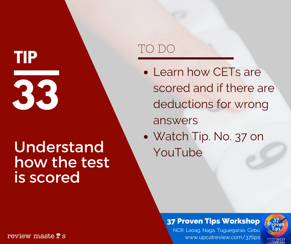 review_masters's tweet photo. 💡Tip No. 33. Understand how the test is scored

To hula or not to hula? That is the question. Know beforehand how a particular CET is scored. This will give you an insight of whether to take the risk or play it safe. (1/2) https://t.co/VBA1OwY4l3