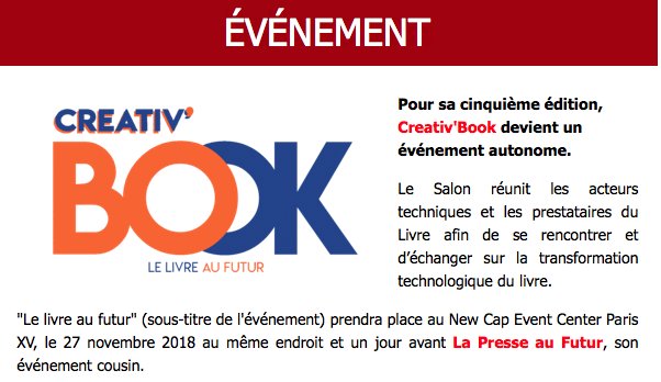 La Newsletter de <a href="/uniic_org/">UNIIC</a> présente Creativ'Book ➡️ bit.ly/2EL0aJn