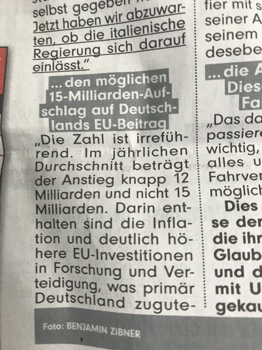 Deutschlands EU-Beitrag wird auf 12 Mrd. steigen, nicht auf 15 Mrd, wie <a href="/BILD/">BILD</a> <a href="/faznet/">Frankfurter Allgemeine</a> <a href="/BMF_Bund/">Bundesministerium der Finanzen</a> schreiben. Darin enthalten: Inflation+mehr Geld #Forschung #Grenzschutz. Kommt Deutchland zugute Vorschlag für 2021-2027: europa.eu/rapid/press-re… <a href="/OlafScholz/">Olaf Scholz</a> <a href="/HendrikKafsack/">Hendrik Kafsack</a> <a href="/EU_Budget/">EU Budget</a>
