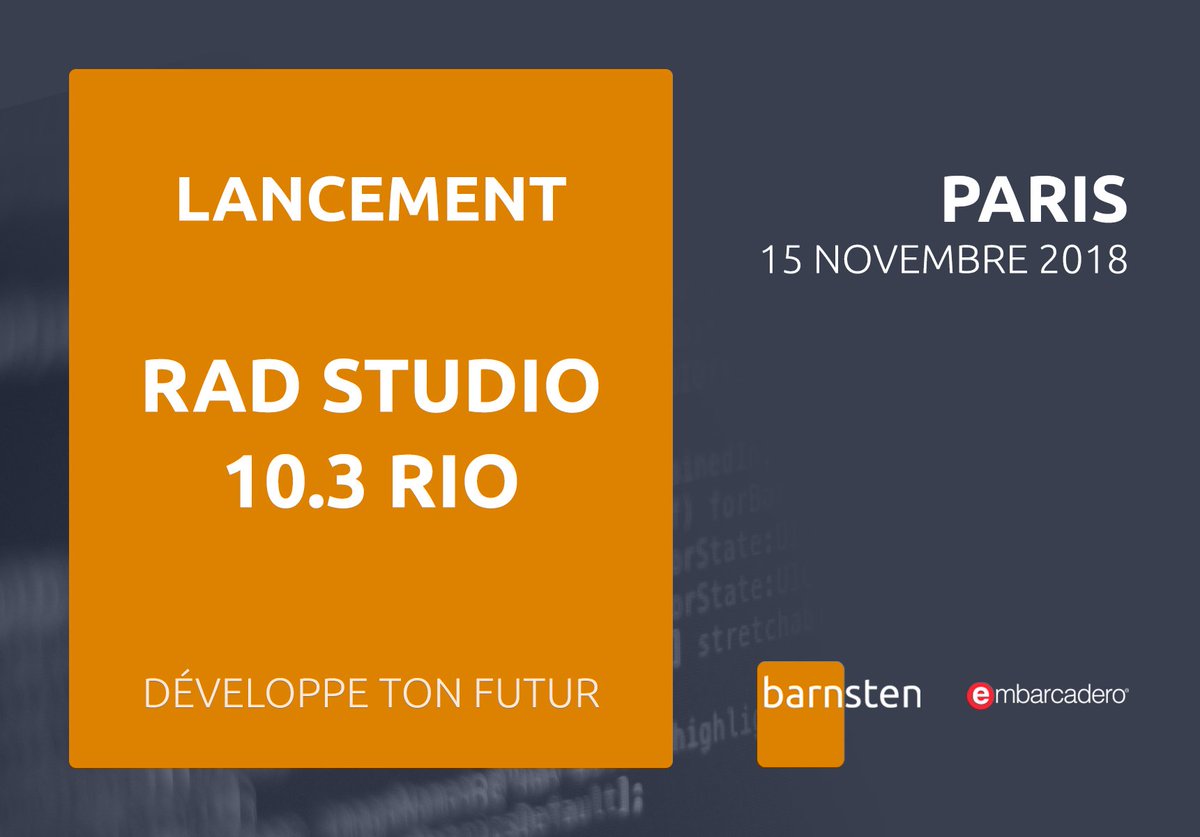 delphitools's tweet image. FYI, Dia 15/11 Delphi RIO 10.3...Lançamento oficial em Paris