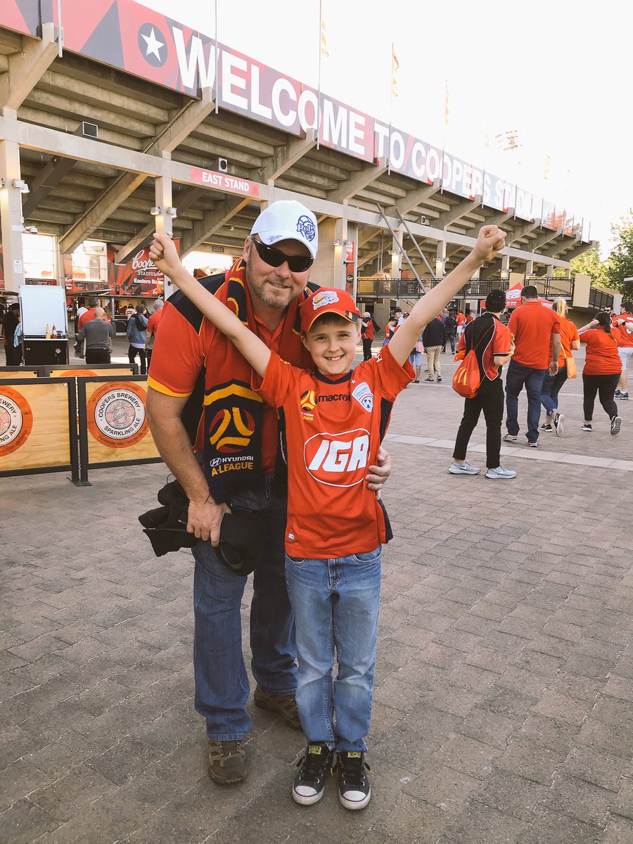 First time at Coopers Stadium and pretty stoked with new merch 👌❤️⚽️❤️⚽️❤️ #AUFC  <a href="/AdelaideUnited/">Adelaide United</a>