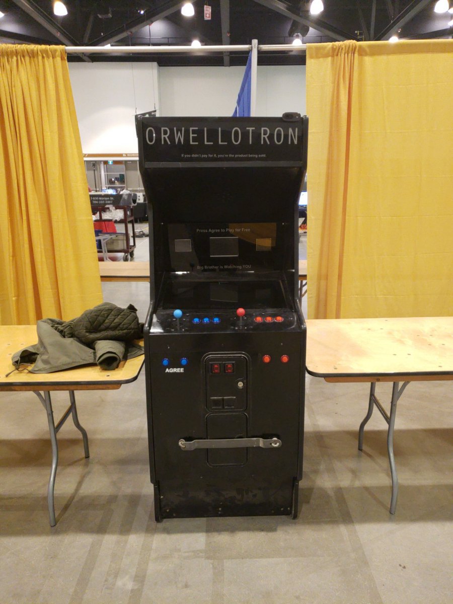 CMDannCA's tweet photo. I've got the #orwellotron #winnitron set up at #C4comiccon this weekend. Come play some local indie games and learn about our industry. 

#idm #indiegamedev #local #arcade #retrogaming https://t.co/oOpbnEA9YV