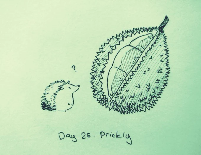 Day 25: Prickly

#inktober #inktoberday25 #hedgehog #cuteanimals #durian #cute #illustration #art #pet 