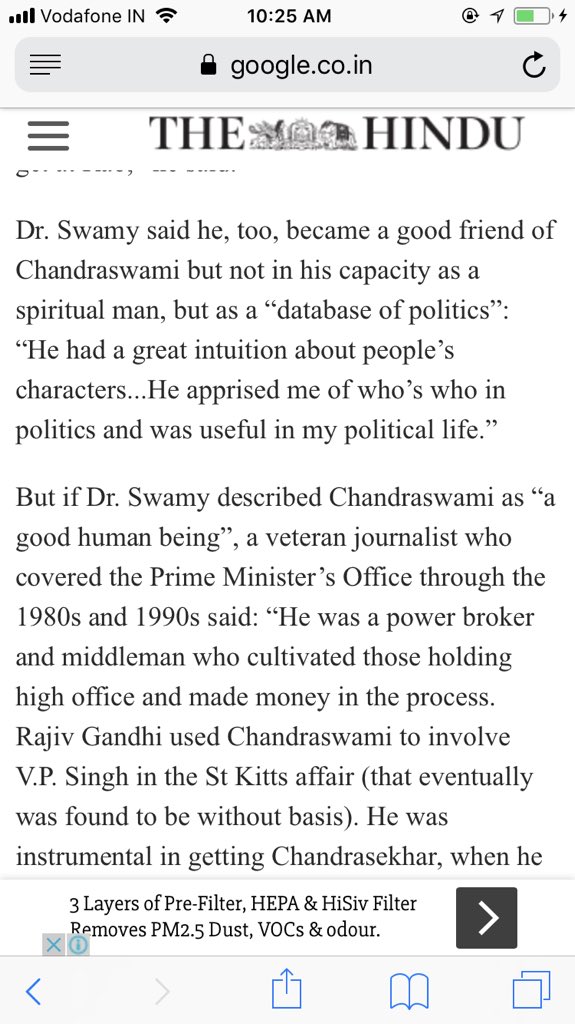And I am sure Virat Hindus don’t know that Subbu Swamy was once close to all three - Chandraswami, Kailash Nath Agarwal, Rajiv Gandhi and Chandrashekhar - but natural he was close to Khashogi as well  https://twitter.com/cawnporiah_/status/1055681360550092800?s=21