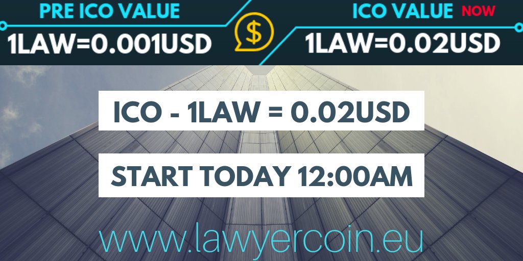 lawyercoin_coin's tweet photo. ⌛️ JOIN OUR ICO⌛️ 
🔥SOFT CAP REACHED 🔥
 ✅ 1LAW = 0.02USD 
Join us!  ➡️https://t.co/nxbXWcsYzn ⬅️

cc: #bitcoin #Decentralization #blockchain #BTC #cryptocurrency #AI #Crypto #Blockchain #bitcoins #CryptocurrencyNews #ICO #Icon #cryptocurrency #bitcoin #blockchain h https://t.co/YE8h4DLAL3