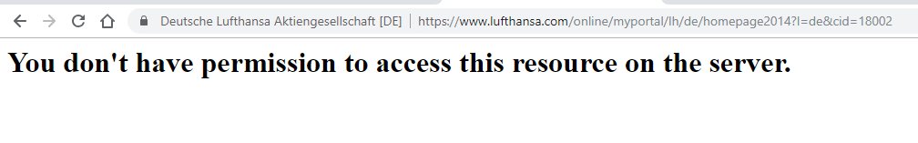 You donpermission to access this resource on the server lufthansa