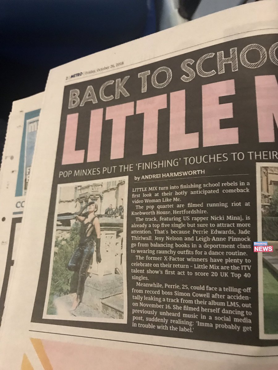 Cleary__C's tweet photo. Dear @MetroUK today’s paper mentions @LittleMix in a deportment class is in new music video that where you learn about #Brexit 🤔 https://t.co/Nwhnr26cfX