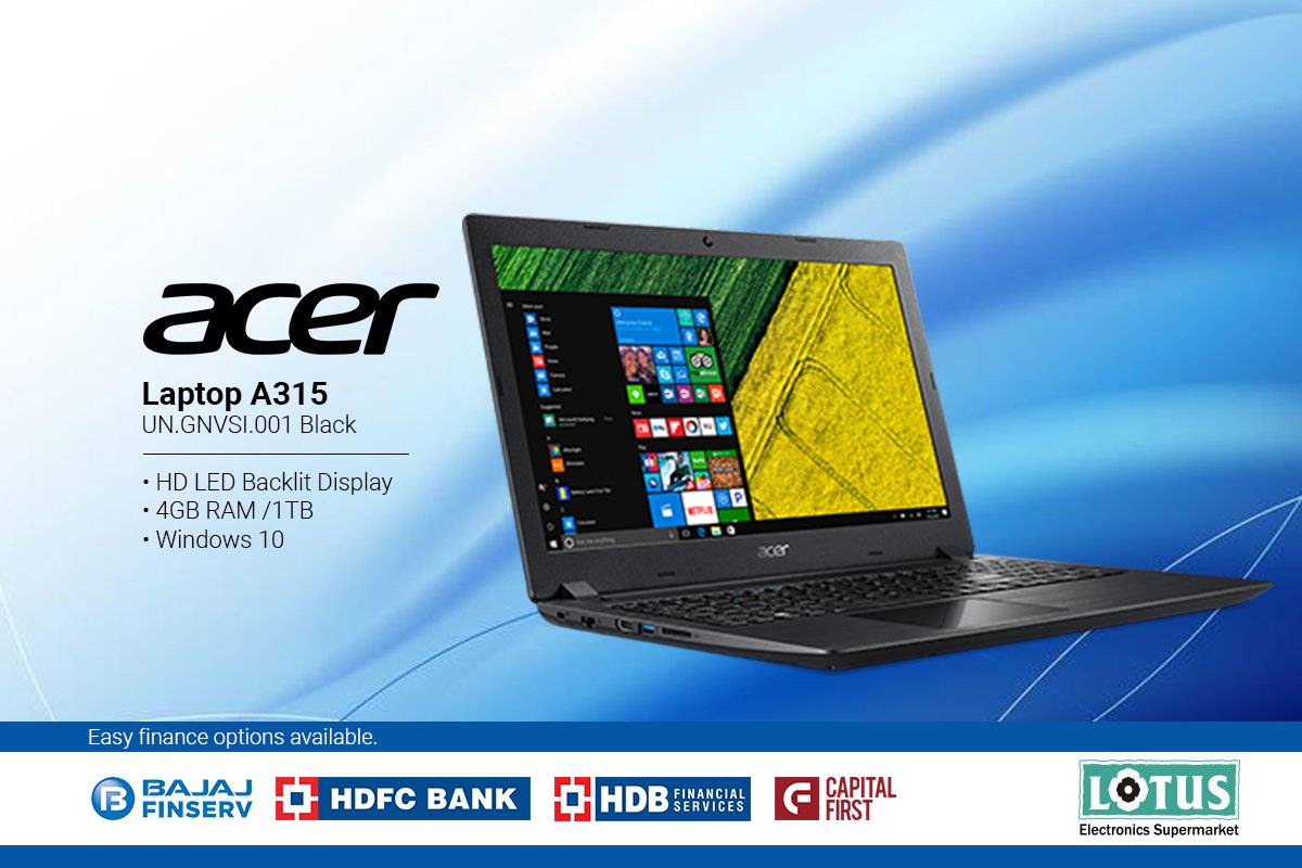 LotusElec's tweet image. Make Your Mark with #AceraLaptops - A budget laptop that gives you value &amp;amp; performance in a single package. visit your nearest Lotus store. buff.ly/XE3eZe
#BestBudgetLaptop #BestPriceLaptops #Indore #Bhopal #Raipur #Bilaspur #Ujjain #Nagpur #ThinkElectronics #ThinkLotus