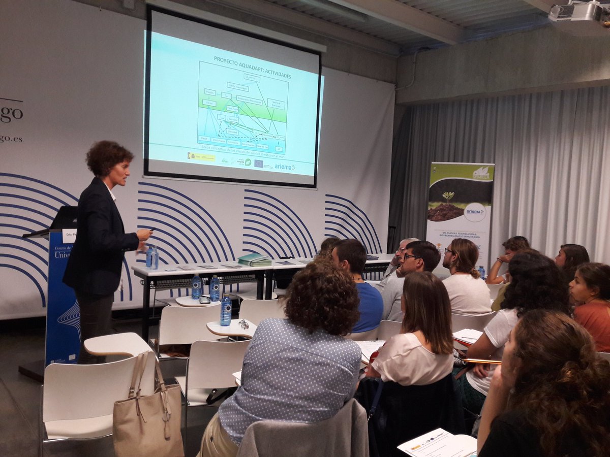 P. Quintas #CIMA <a href="/uvigo/">Universidade de Vigo</a> presentó estrategias para adaptar la #acuicultura al #cambioclimatico estudiadas en el proyecto <a href="/aquadapt/">Aquadapt</a> en el curso <a href="/SemillaAriema/">SEMILLA_ARIEMA</a> sobre #innovacion y #sostenibilidad en acuitultura