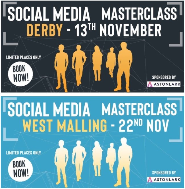 IMDA2017's tweet photo. Once they're gone - They're gone !
Old saying but #true.

Spaces for #theIMDA 'Social Media Masterclass' are selling like hot cakes !
** IMDA MEMBERS ONLY **
#Derby 13th November 
https://t.co/3UoOYPhfew
#WestMalling 22nd November 
https://t.co/5E82JvZFRz
Pls RT https://t.co/eFZa65rqZt
