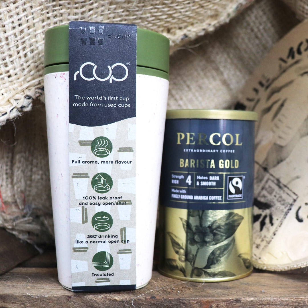 It’s #FairtradeFriday &amp; we’re promoting all things sustainable, from bean2cup
We're enjoying our Barista Gold #Fairtrade Coffee out of an rCUP – the world's 1st #reusable cup, made from recycled cups. 
Let's cheers to positive drinking! #Share your snaps using #FairtradeFriday