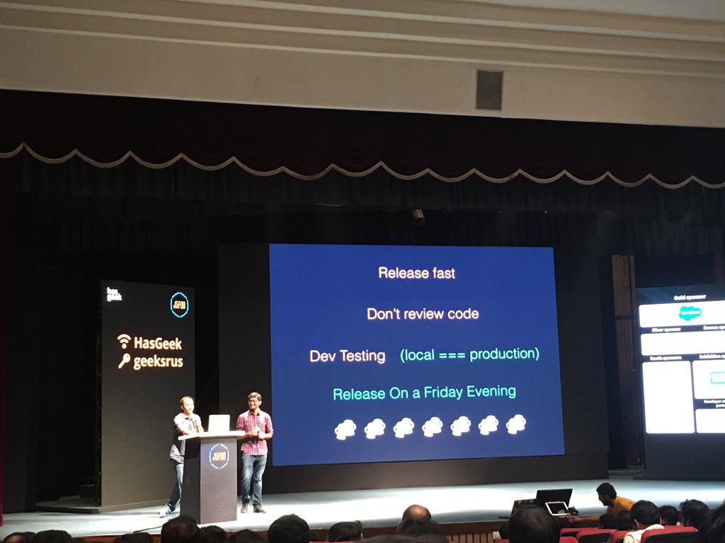 anuhosad's tweet photo. How to break production 😝 @jsfoo #JSFoo2018 https://t.co/SUiz97OafU