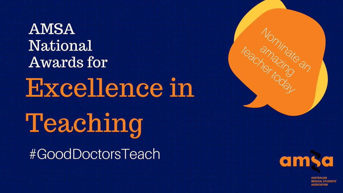yourAMSA's tweet image. It’s #WorldTeachersDay and AMSA is celebrating all the amazing doctors and allied health staff who lead by example and take the time to teach us on the wards or in the OT. If you are a med student you can nominate a great teacher here.  facebook.com/events/2002136… #gooddoctorsteach