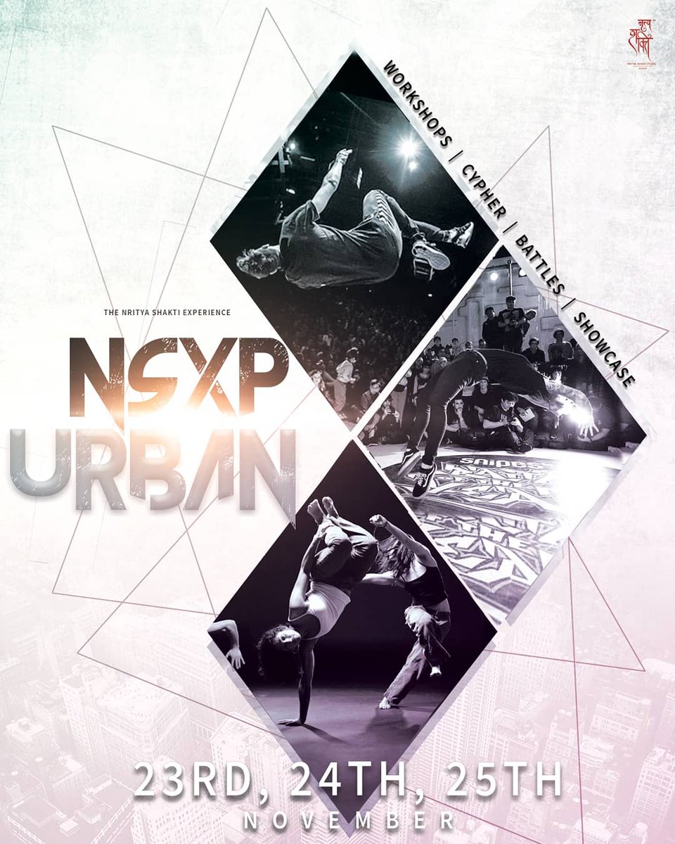 NrityaShakti's tweet photo. Gear up for NSXP URBAN 💣
23rd, 24th and 25th November
.
WORKSHOPS | BATTLES | SHOWCASE | CYPHER
.
Faculty details will be out soon! Stay tuned ⚡
.
#NSXP #NSXPURBAN #ownthisoctober #powerofdance #NSStudio #NSMumbai #Mumbai https://t.co/OZCjUbf19w