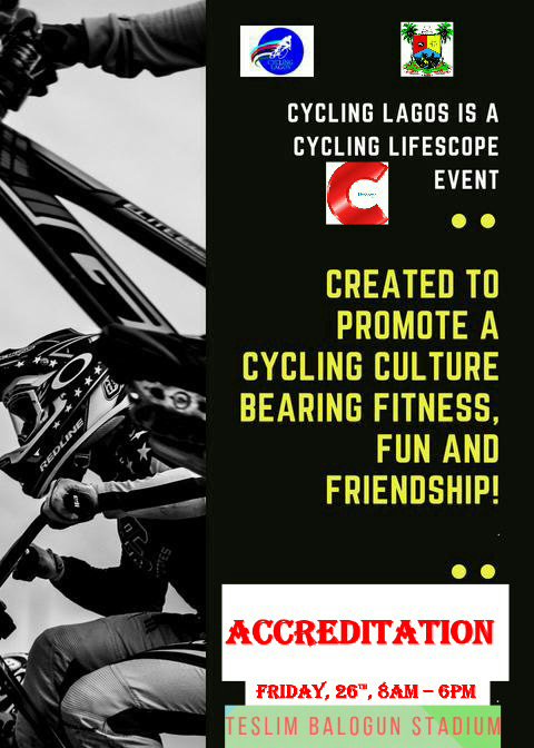cyclinglagos's tweet photo. To ride tomorrow, you must do your accreditation today; get the Cycling Lagos Official vest, tag etc. Teslim Balogun Stadium, Surulere, Lagos. All day today. Do it don't dull now! https://t.co/JZqxHQuEh8