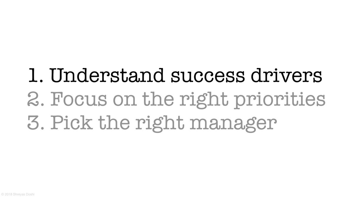 You'll need to1. Understand success drivers2. Focus on the right priorities3. Pick the right manager